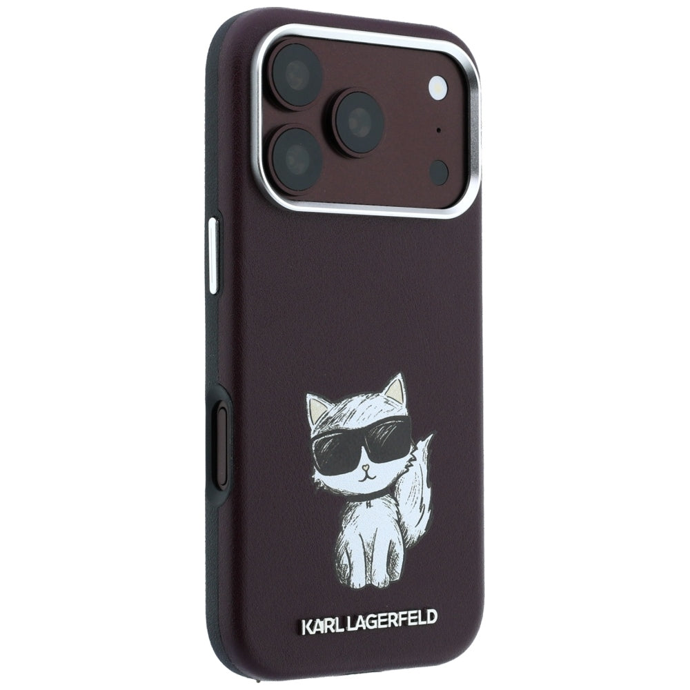 Capa MagSafe para Apple iPhone 18 Pro / 17 Pro, Karl Lagerfeld, Choupette Sketch, Vinho