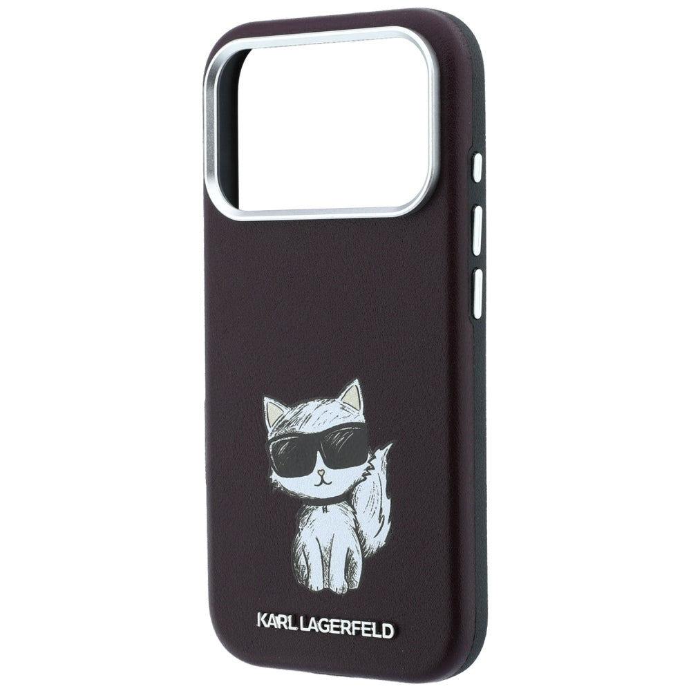 Capa MagSafe para Apple iPhone 18 Pro / 17 Pro, Karl Lagerfeld, Choupette Sketch, Vinho
