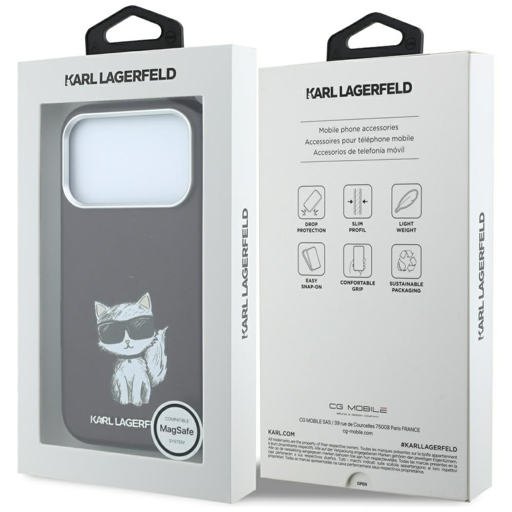 Capa MagSafe para Apple iPhone 18 Pro / 17 Pro, Karl Lagerfeld, Choupette Sketch, Vinho