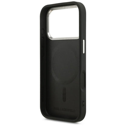 Capa MagSafe para Apple iPhone 18 Pro / 17 Pro, Karl Lagerfeld, EMB. Anel com Logótipo Karl RSG, Preto
