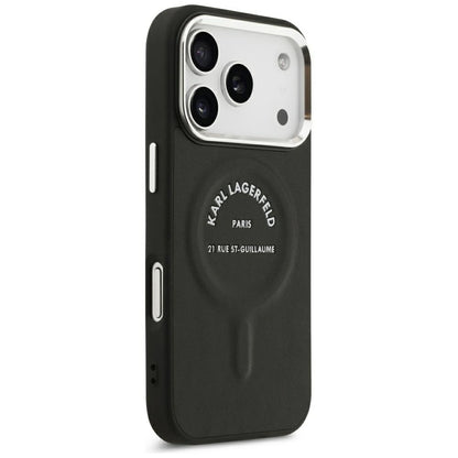 Capa MagSafe para Apple iPhone 18 Pro / 17 Pro, Karl Lagerfeld, EMB. Anel com Logótipo Karl RSG, Preto