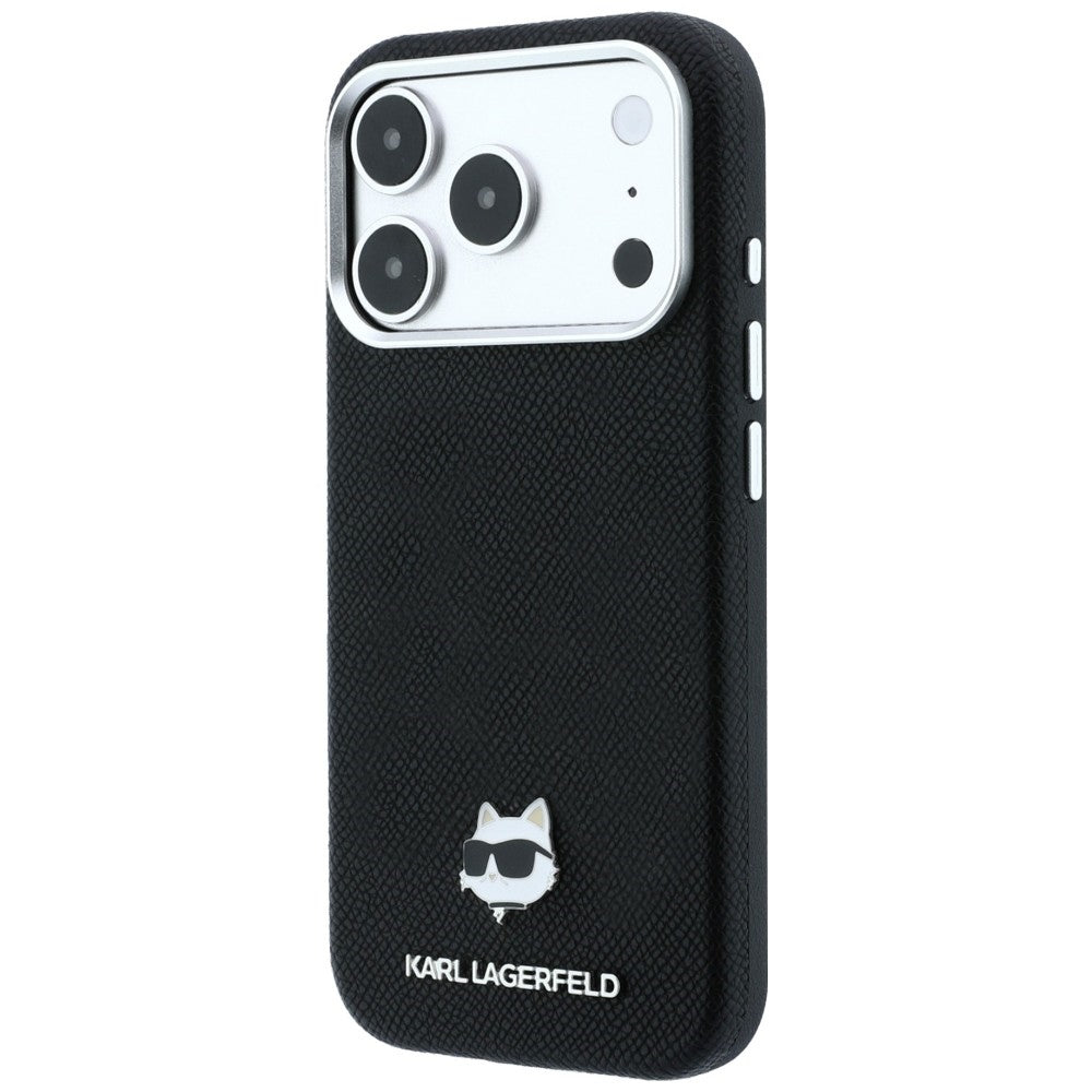 Capa MagSafe para Apple iPhone 18 Pro / 17 Pro, Karl Lagerfeld, Grained Choupette Head, Preta