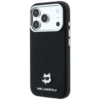 Capa MagSafe para Apple iPhone 18 Pro / 17 Pro, Karl Lagerfeld, Grained Choupette Head, Preta