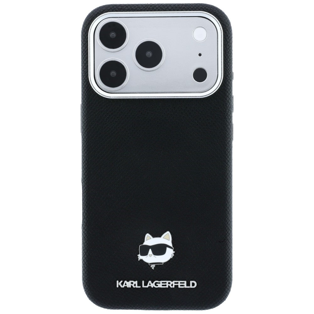 Capa MagSafe para Apple iPhone 18 Pro / 17 Pro, Karl Lagerfeld, Grained Choupette Head, Preta