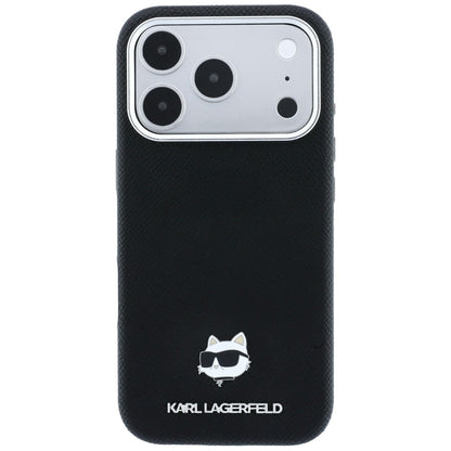 Capa MagSafe para Apple iPhone 18 Pro / 17 Pro, Karl Lagerfeld, Grained Choupette Head, Preta