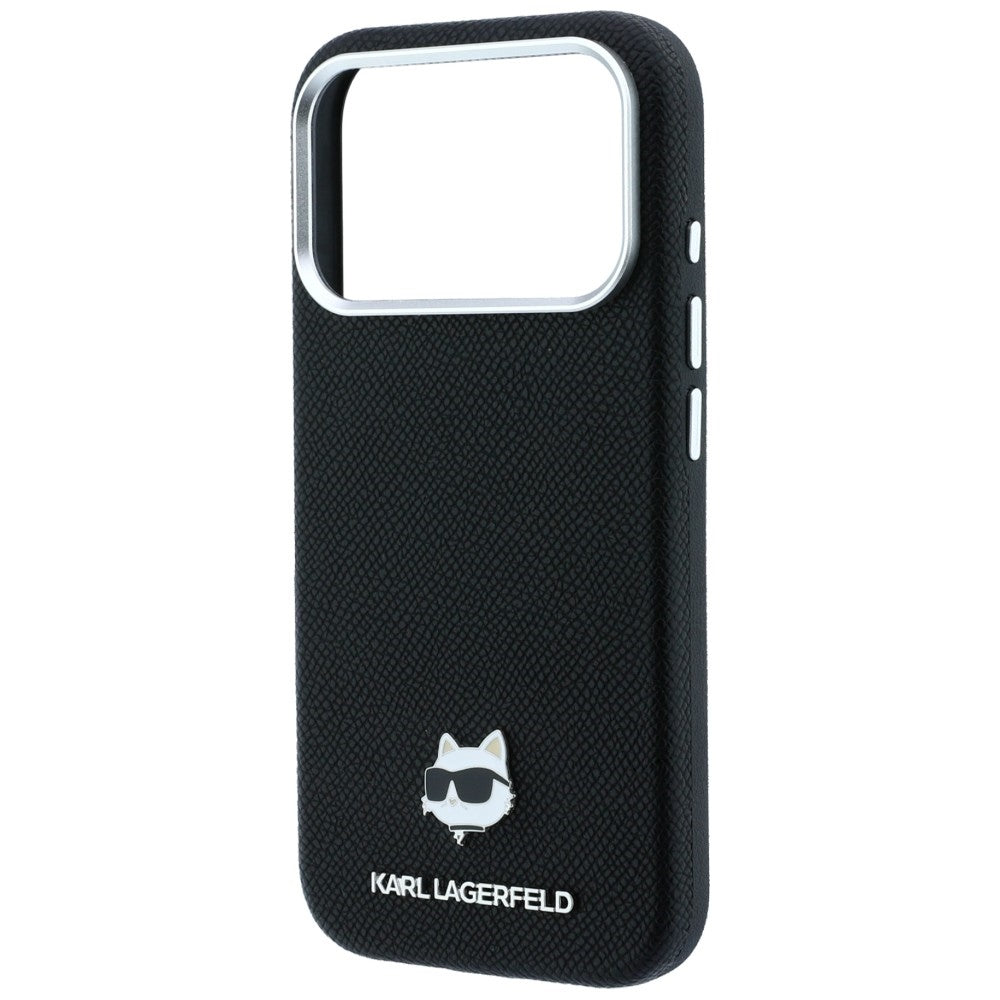 Capa MagSafe para Apple iPhone 18 Pro / 17 Pro, Karl Lagerfeld, Grained Choupette Head, Preta