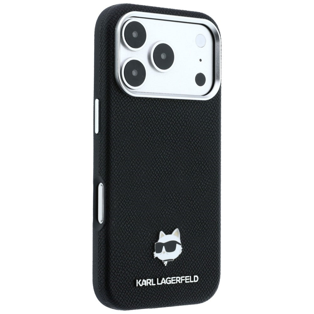 Capa MagSafe para Apple iPhone 18 Pro / 17 Pro, Karl Lagerfeld, Grained Choupette Head, Preta