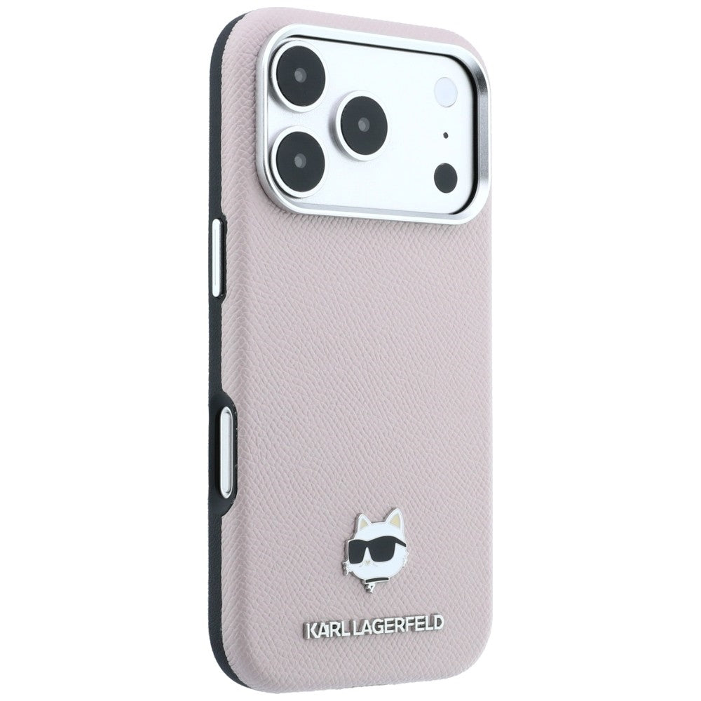 Capa MagSafe para Apple iPhone 18 Pro / 17 Pro, Karl Lagerfeld, Grained Choupette Head, Rosa