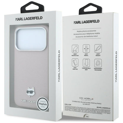 Capa MagSafe para Apple iPhone 18 Pro / 17 Pro, Karl Lagerfeld, Grained Choupette Head, Rosa