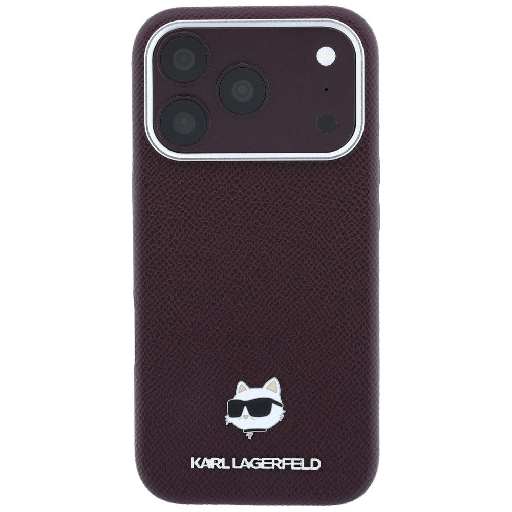 Capa MagSafe para Apple iPhone 18 Pro / 17 Pro, Karl Lagerfeld, Grained Choupette Head, Vinho