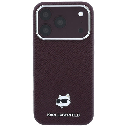 Capa MagSafe para Apple iPhone 18 Pro / 17 Pro, Karl Lagerfeld, Grained Choupette Head, Vinho