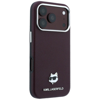 Capa MagSafe para Apple iPhone 18 Pro / 17 Pro, Karl Lagerfeld, Grained Choupette Head, Vinho
