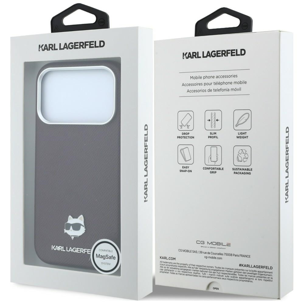 Capa MagSafe para Apple iPhone 18 Pro / 17 Pro, Karl Lagerfeld, Grained Choupette Head, Vinho