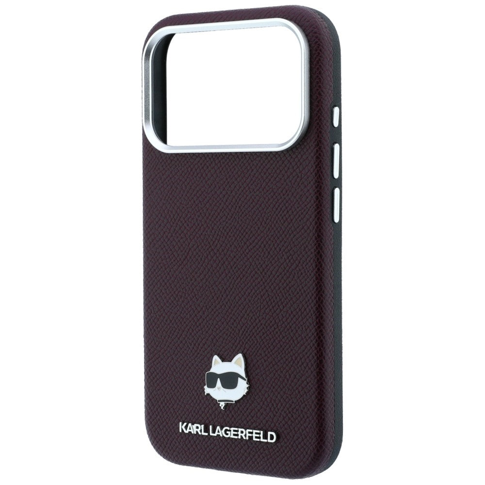Capa MagSafe para Apple iPhone 18 Pro / 17 Pro, Karl Lagerfeld, Grained Choupette Head, Vinho