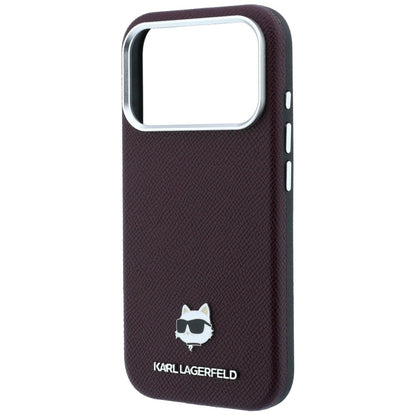 Capa MagSafe para Apple iPhone 18 Pro / 17 Pro, Karl Lagerfeld, Grained Choupette Head, Vinho