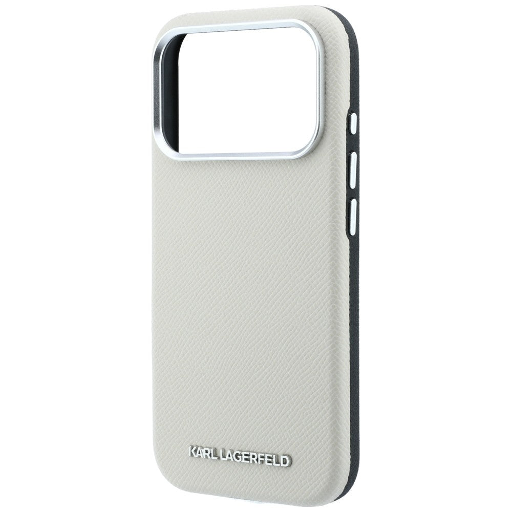 Capa MagSafe para Apple iPhone 18 Pro / 17 Pro, Karl Lagerfeld, Logótipo Alongado Granulado, Bege