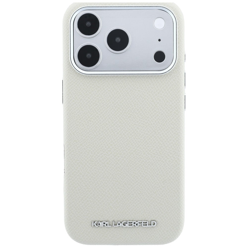 Capa MagSafe para Apple iPhone 18 Pro / 17 Pro, Karl Lagerfeld, Logótipo Alongado Granulado, Bege