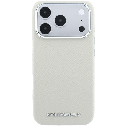 Capa MagSafe para Apple iPhone 18 Pro / 17 Pro, Karl Lagerfeld, Logótipo Alongado Granulado, Bege