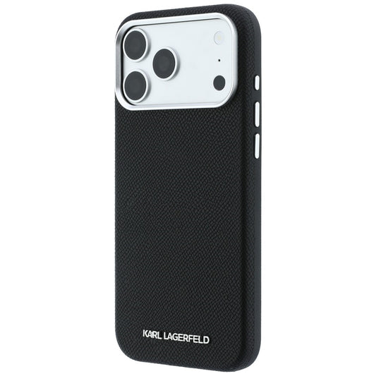 Capa MagSafe para Apple iPhone 18 Pro / 17 Pro, Karl Lagerfeld, Logótipo Alongado Granulado, Preto