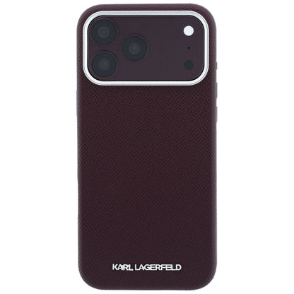 Capa MagSafe para Apple iPhone 18 Pro / 17 Pro, Karl Lagerfeld, Logótipo Alongado Granulado, Vinho