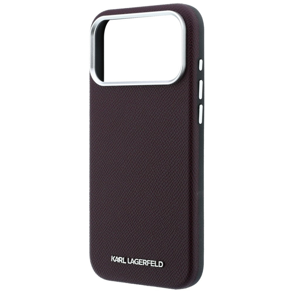 Capa MagSafe para Apple iPhone 18 Pro / 17 Pro, Karl Lagerfeld, Logótipo Alongado Granulado, Vinho