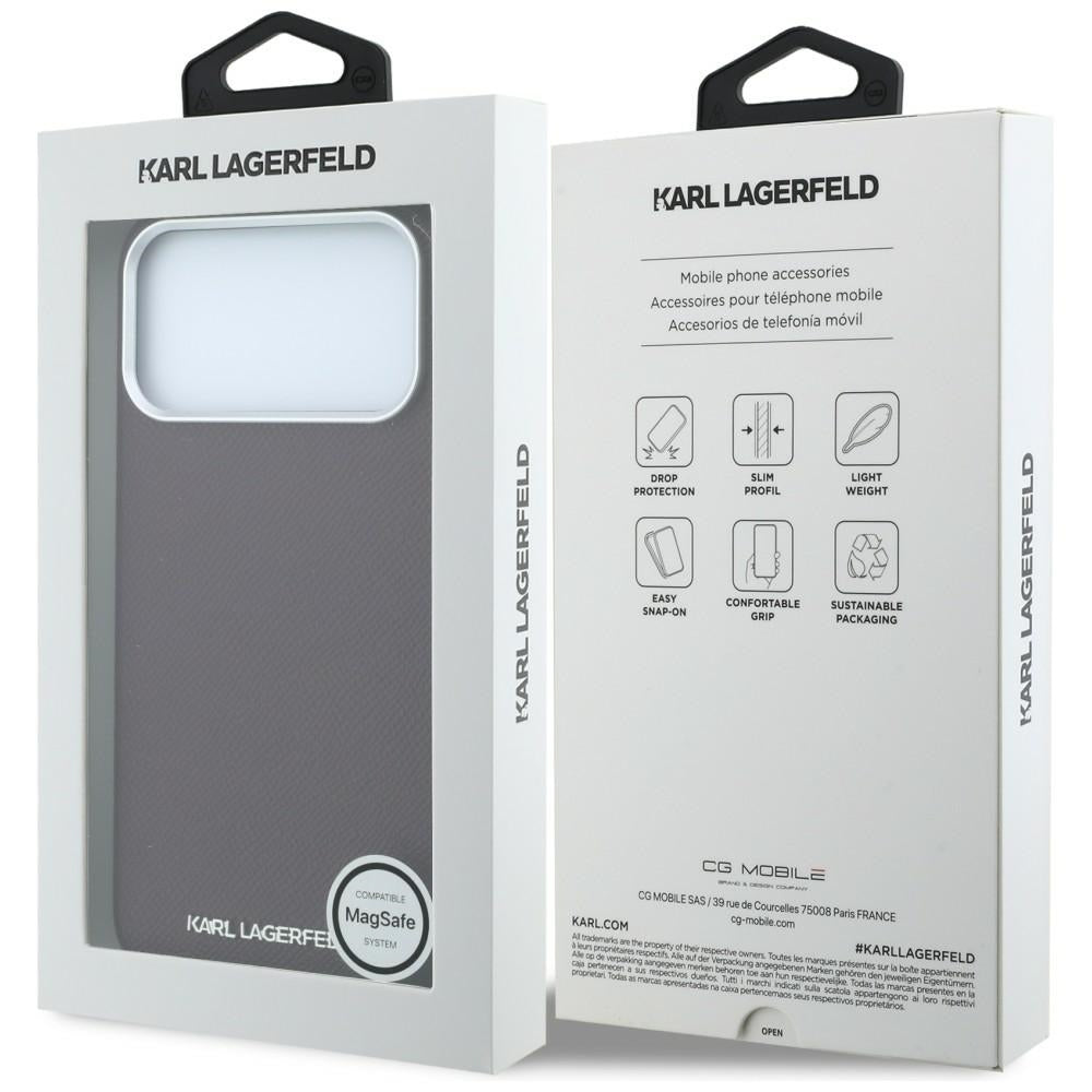 Capa MagSafe para Apple iPhone 18 Pro / 17 Pro, Karl Lagerfeld, Logótipo Alongado Granulado, Vinho