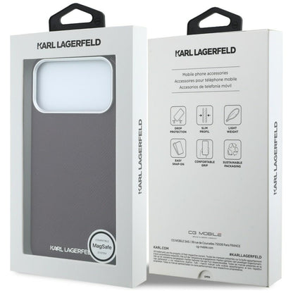 Capa MagSafe para Apple iPhone 18 Pro / 17 Pro, Karl Lagerfeld, Logótipo Alongado Granulado, Vinho