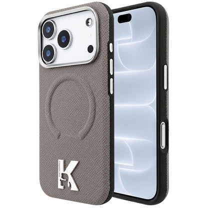 MagSafe Case for Apple iPhone 18 Pro / 17 Pro, Karl Lagerfeld, Grained Embossed Ring, Beige