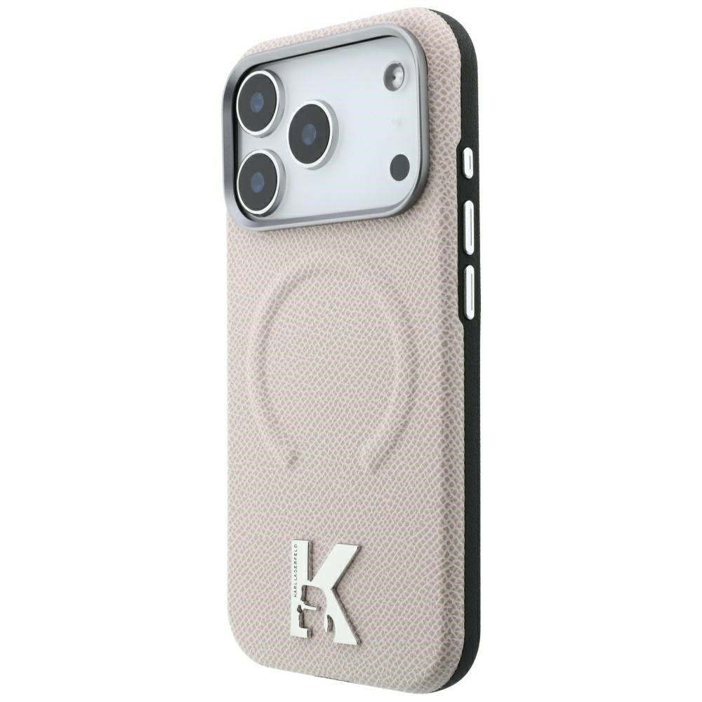 MagSafe Case for Apple iPhone 18 Pro / 17 Pro, Karl Lagerfeld, Grained Embossed Ring, Beige