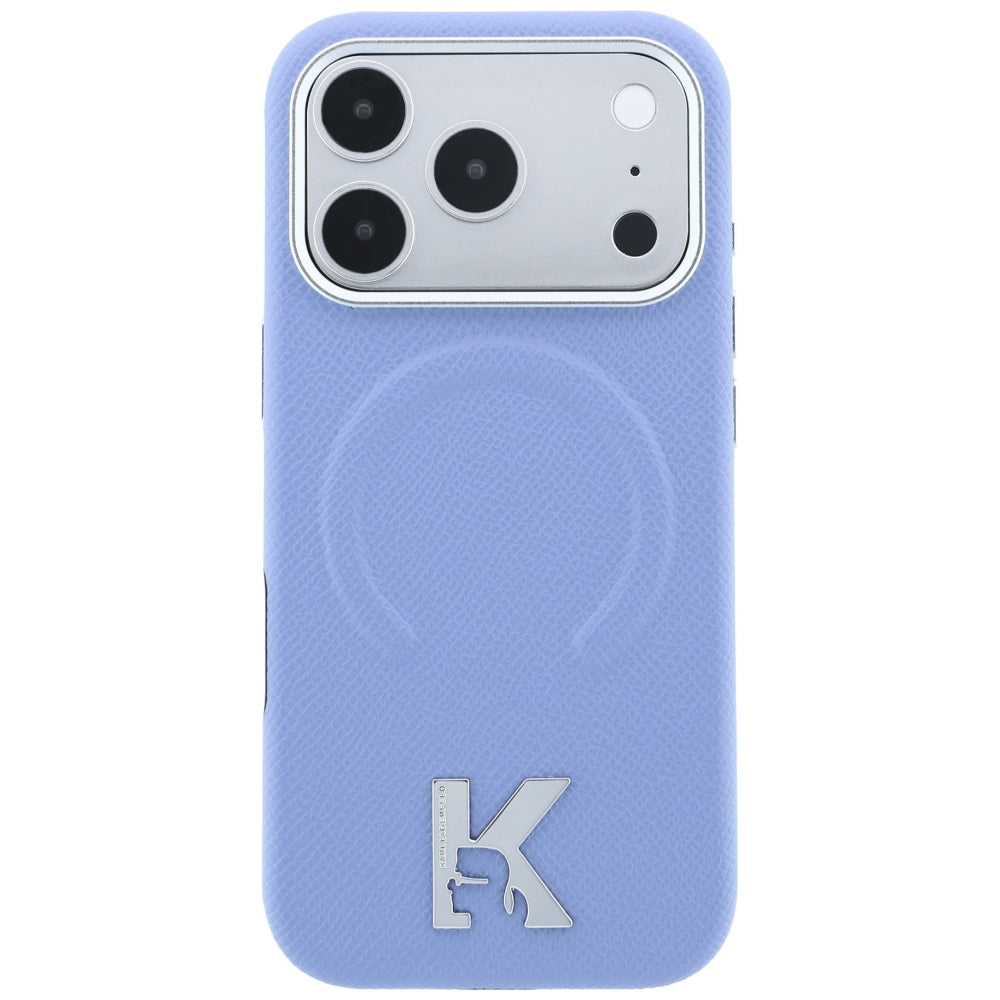 Capa MagSafe para Apple iPhone 18 Pro / 17 Pro, Karl Lagerfeld, Grained Embossed Ring, Azul-claro