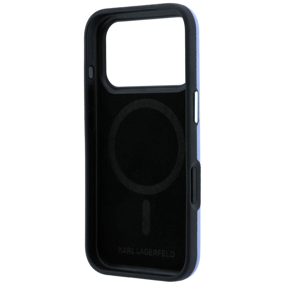 Capa MagSafe para Apple iPhone 18 Pro / 17 Pro, Karl Lagerfeld, Grained Embossed Ring, Azul-claro