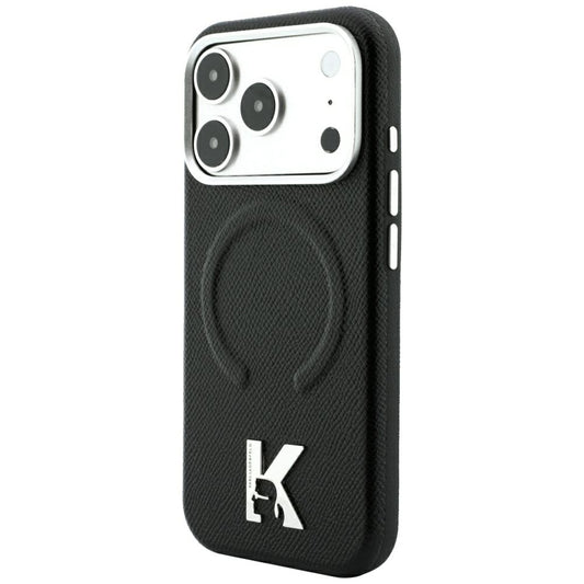 Capa MagSafe para Apple iPhone 18 Pro / 17 Pro, Karl Lagerfeld, Anel Gravado Granulado, Preto