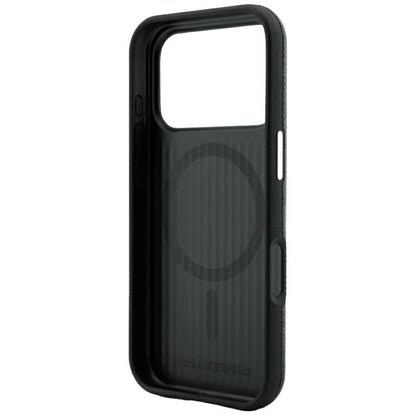 Capa MagSafe para Apple iPhone 18 Pro / 17 Pro, Karl Lagerfeld, Anel Gravado Granulado, Preto