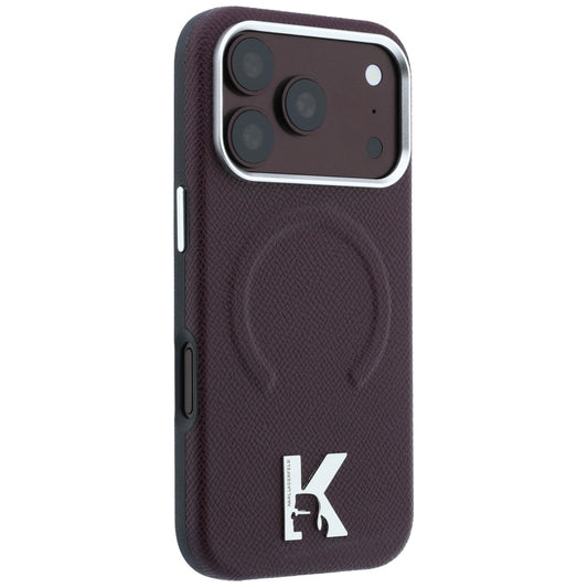 Capa MagSafe para Apple iPhone 18 Pro / 17 Pro, Karl Lagerfeld, Anel Gravado Granulado, Vinho