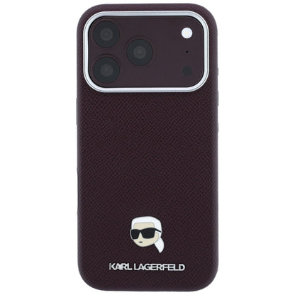Capa MagSafe para Apple iPhone 18 Pro / 17 Pro, Karl Lagerfeld, Metal Texturizado Karl Head, Vinho