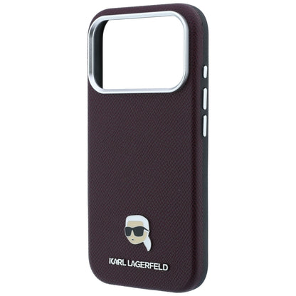Capa MagSafe para Apple iPhone 18 Pro / 17 Pro, Karl Lagerfeld, Metal Texturizado Karl Head, Vinho