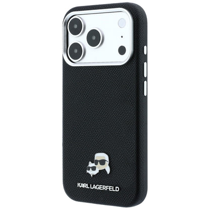 Capa MagSafe para Apple iPhone 18 Pro / 17 Pro, Karl Lagerfeld, Grained KC Heads, Preta