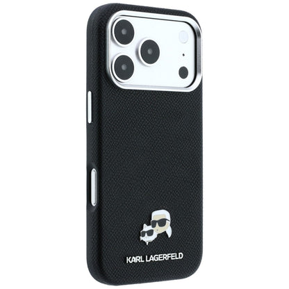 Capa MagSafe para Apple iPhone 18 Pro / 17 Pro, Karl Lagerfeld, Grained KC Heads, Preta