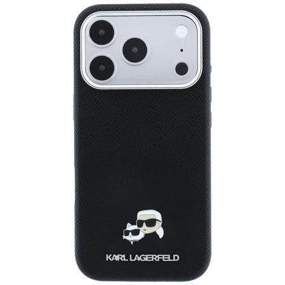 Capa MagSafe para Apple iPhone 18 Pro / 17 Pro, Karl Lagerfeld, Grained KC Heads, Preta