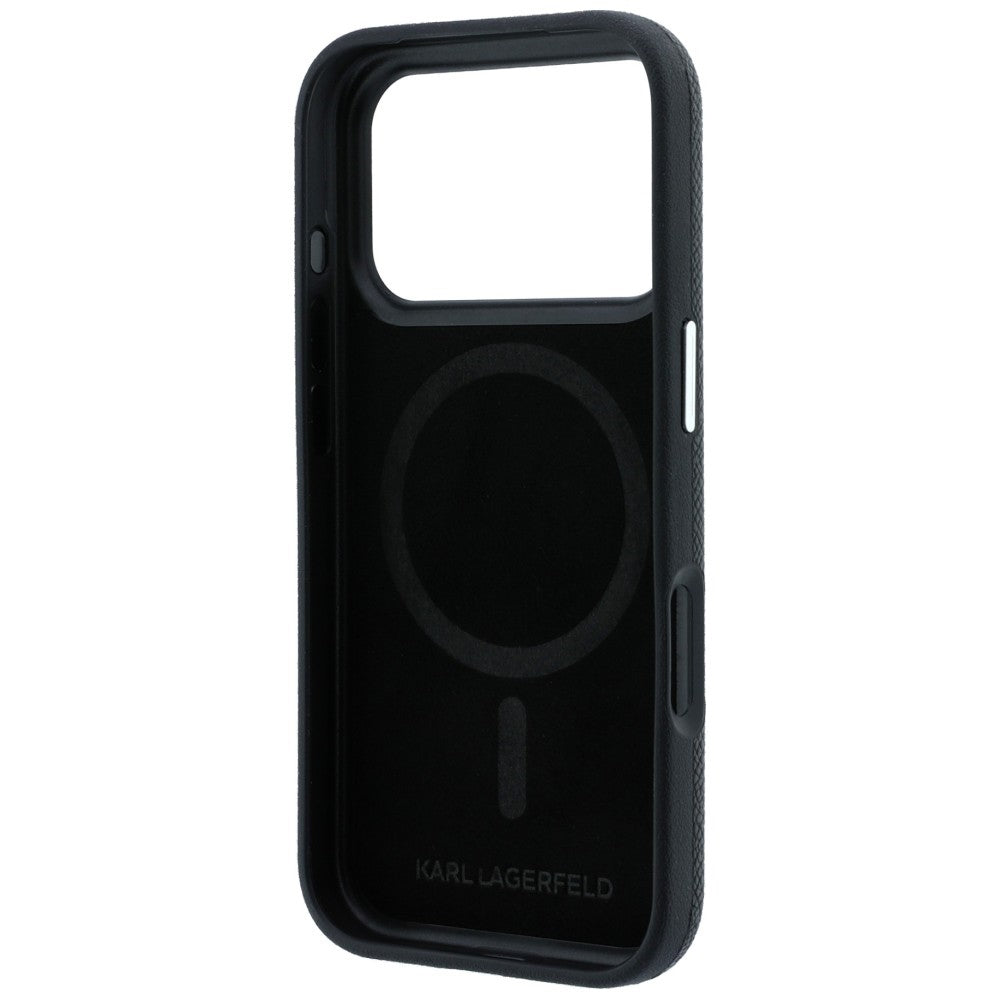 Capa MagSafe para Apple iPhone 18 Pro / 17 Pro, Karl Lagerfeld, Grained KC Heads, Preta