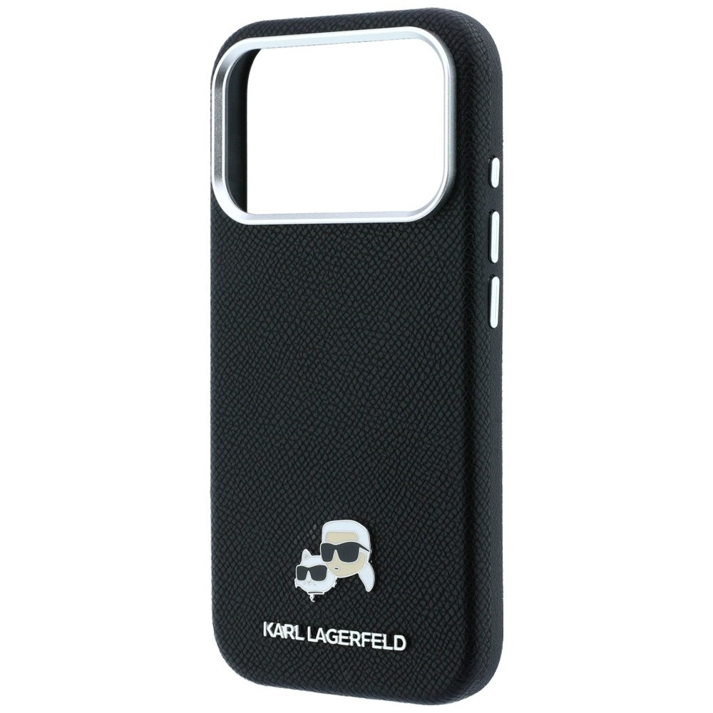 Capa MagSafe para Apple iPhone 18 Pro / 17 Pro, Karl Lagerfeld, Grained KC Heads, Preta