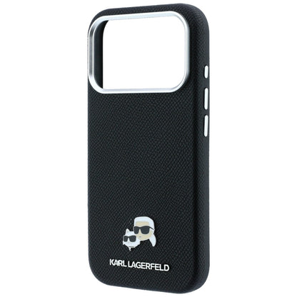 Capa MagSafe para Apple iPhone 18 Pro / 17 Pro, Karl Lagerfeld, Grained KC Heads, Preta