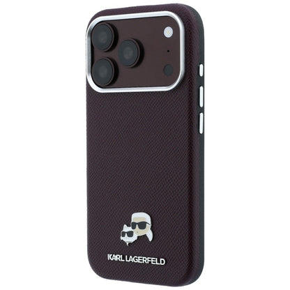 Capa MagSafe para Apple iPhone 18 Pro / 17 Pro, Karl Lagerfeld, Grained KC Heads, Vinho