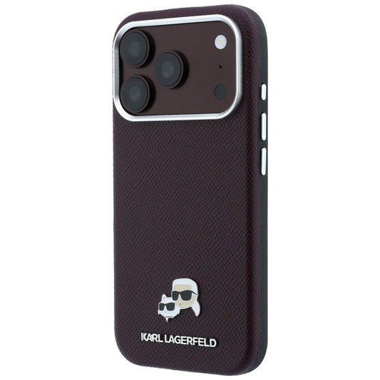 Capa MagSafe para Apple iPhone 18 Pro / 17 Pro, Karl Lagerfeld, Grained KC Heads, Vinho