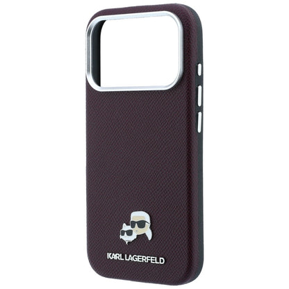 Capa MagSafe para Apple iPhone 18 Pro / 17 Pro, Karl Lagerfeld, Grained KC Heads, Vinho