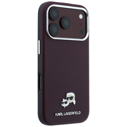 Capa MagSafe para Apple iPhone 18 Pro / 17 Pro, Karl Lagerfeld, Grained KC Heads, Vinho