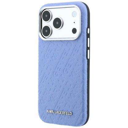 Capa MagSafe para Apple iPhone 18 Pro / 17 Pro, Karl Lagerfeld, Logótipo em Metal Granulado, Azul