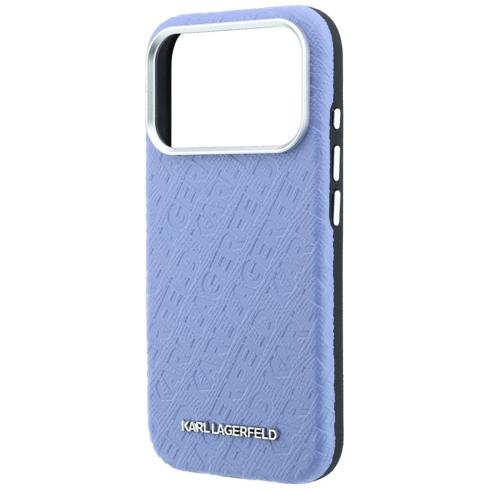 Capa MagSafe para Apple iPhone 18 Pro / 17 Pro, Karl Lagerfeld, Logótipo em Metal Granulado, Azul