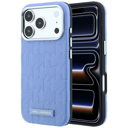Capa MagSafe para Apple iPhone 18 Pro / 17 Pro, Karl Lagerfeld, Logo em Resina Monocromática Granulada, Azul