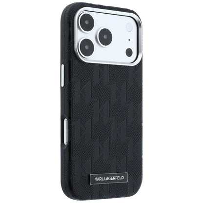 Capa MagSafe para Apple iPhone 18 Pro / 17 Pro, Karl Lagerfeld, Logótipo em Resina Monocromática Granulada, Preta
